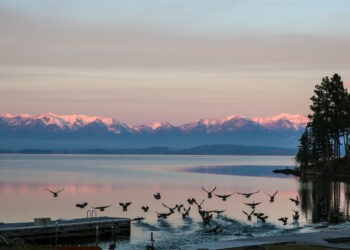 Early morning light over Flathead Lake, Montana, USA