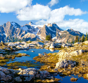 Sunrise over North Cascades National Park in Washington