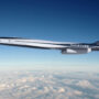 Considered by sum to be the 'New Concorde', this photo shows a render of Boom Supersonic's Overture plane above the clouds