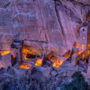 Square Tower House, the tallest cliff dwelling in Mesa Verde, illuminated during the Luminaria Festival in Mesa Verde National Park, Colorado