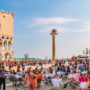 Overcrowded San Marco Square in the historical centre of Venice